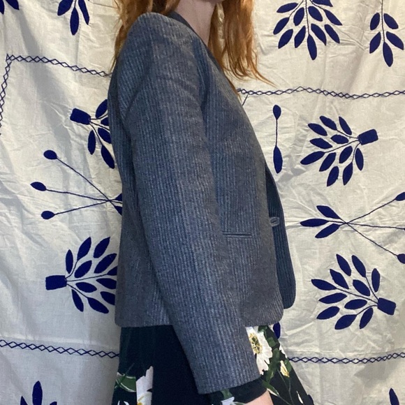 Vintage Nanci Jennifer wool blend blazer one button closure strip striped - Picture 3 of 7